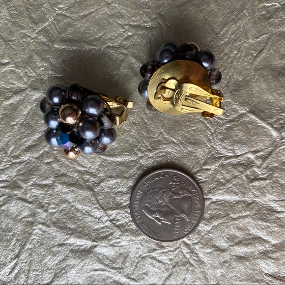 Vintage Japan Slate+ Burst Clip On Earrings - Picture 6 of 6